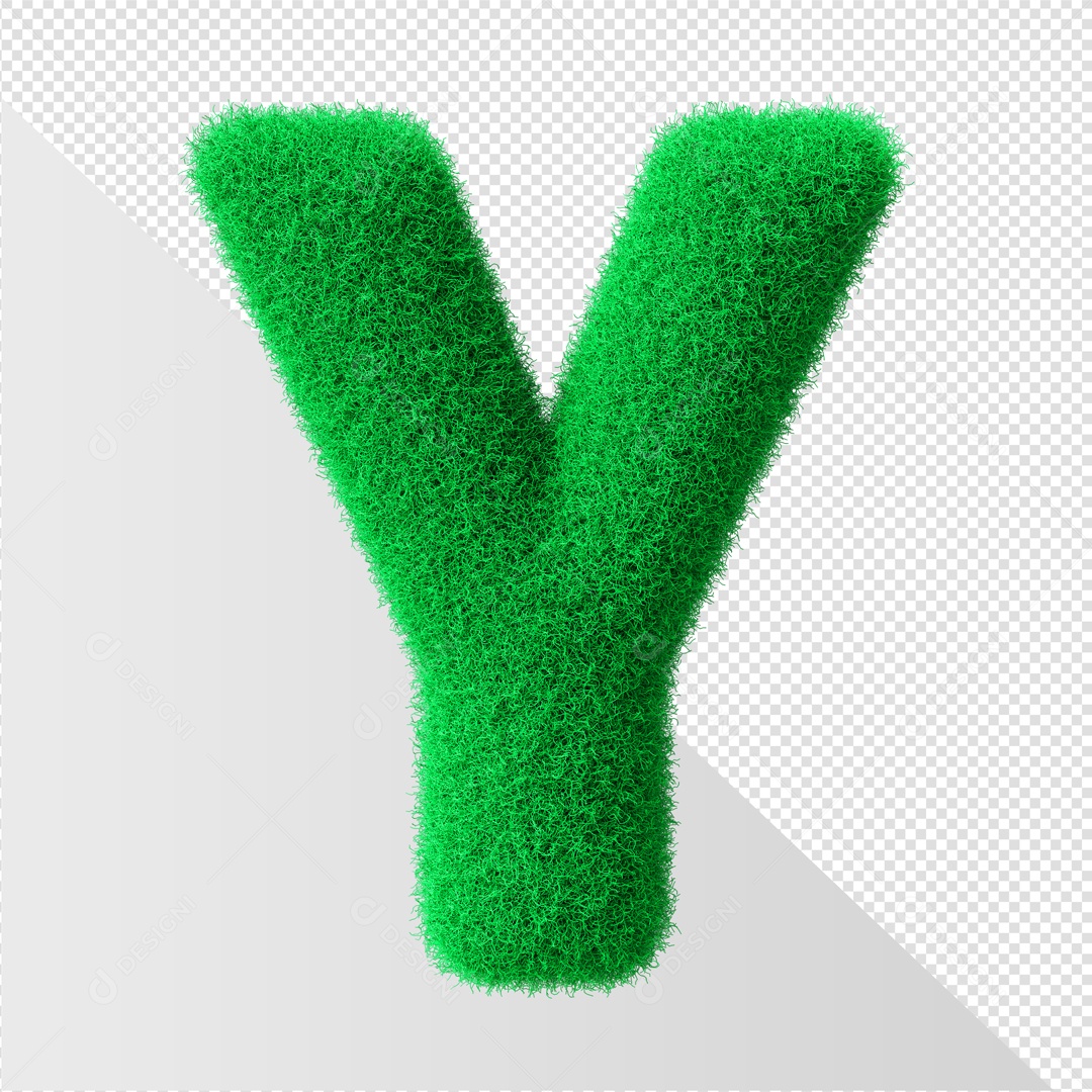 Alfabeto Letra Y Verde Elemento 3D Para Composição PSD