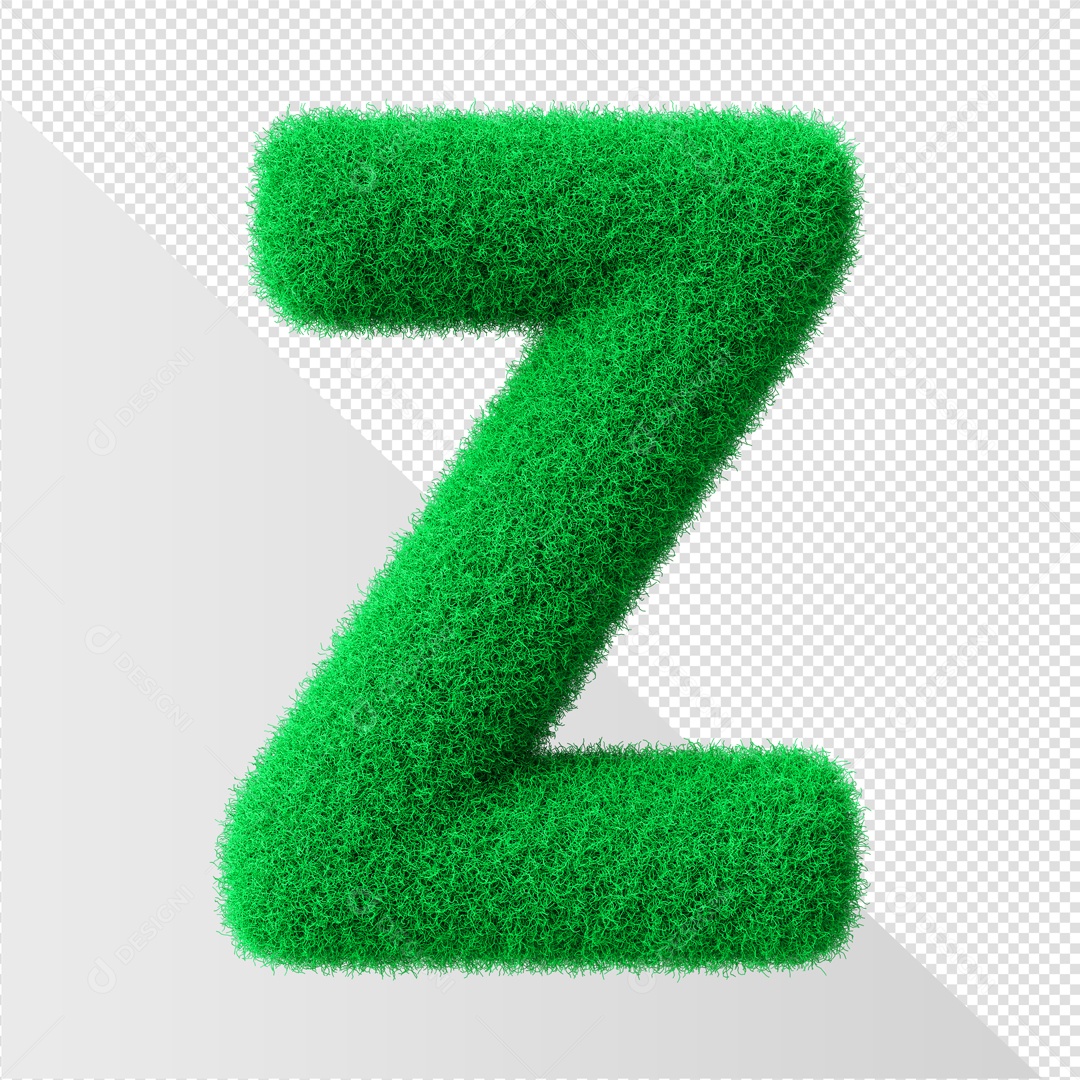 Alfabeto Letra Z Verde Elemento 3D Para Composição PSD