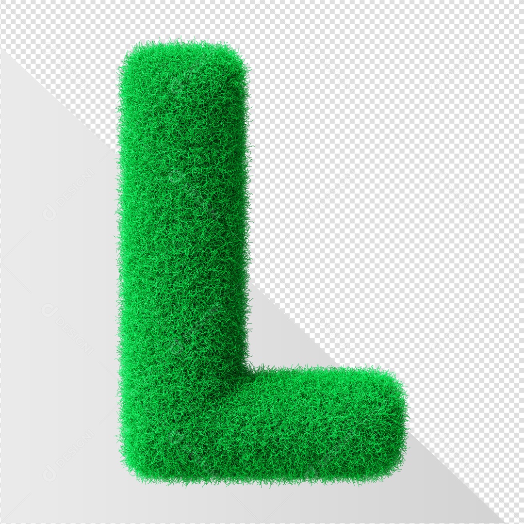 Alfabeto Letra L Verde Elemento 3D Para Composição PSD