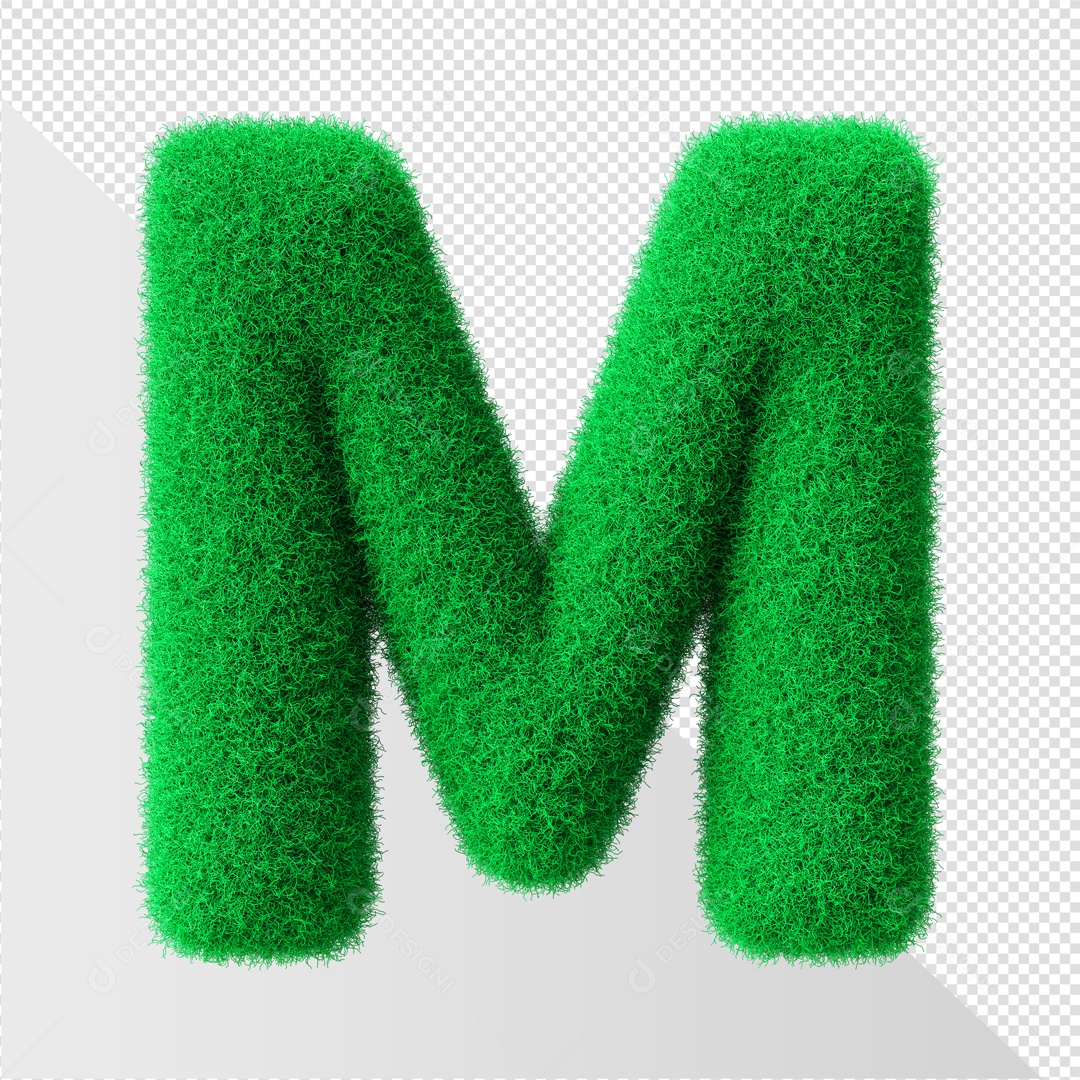 Alfabeto Letra M Verde Elemento 3D Para Composição PSD