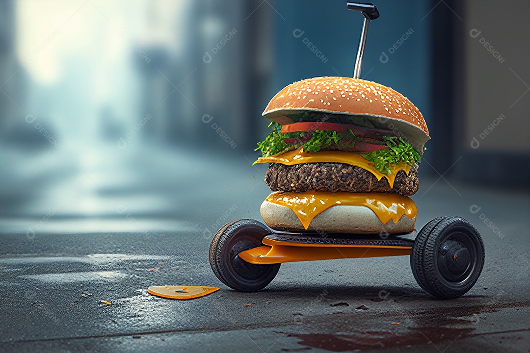 Fundo abstrato com objetos mínimos de entrega de comida criativa conceito de miniatura 3D gerado por IA