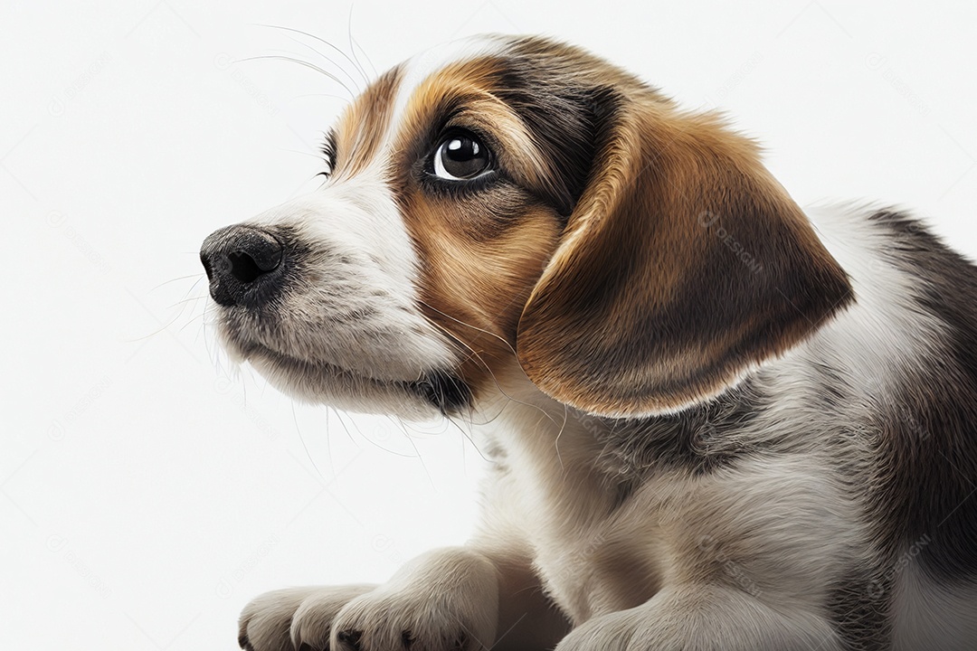 Belo cachorro sobre fundo branco isolado gerado por IA