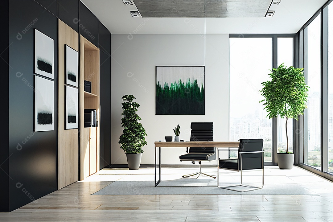 Decoração de escritório design de interiores para casa estilo moderno industrial gerado por IA