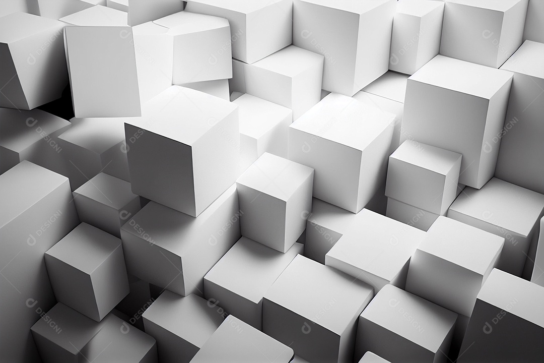 Fundo abstrato de cubo 3D minimalista monocromático gerado por IA