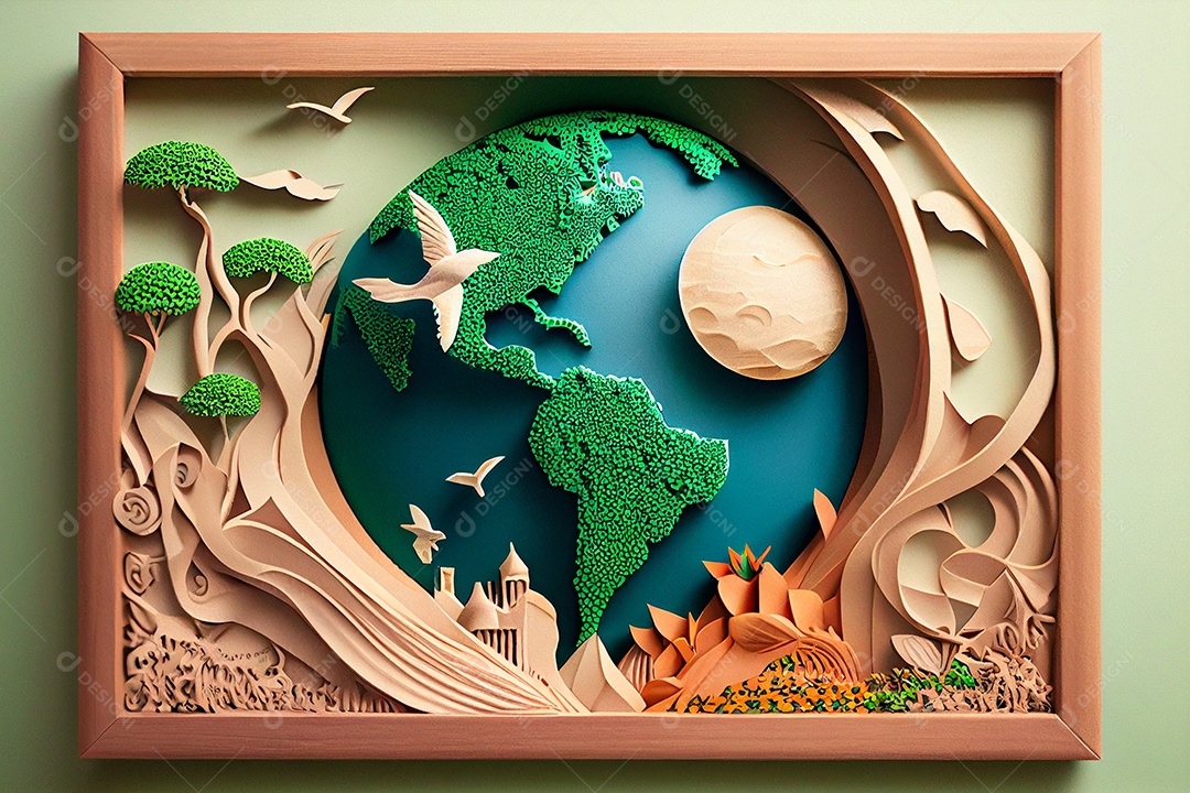 Arte em papel ecologia e dia mundial da água em meio ambiente proteção ambiental gerado por IA