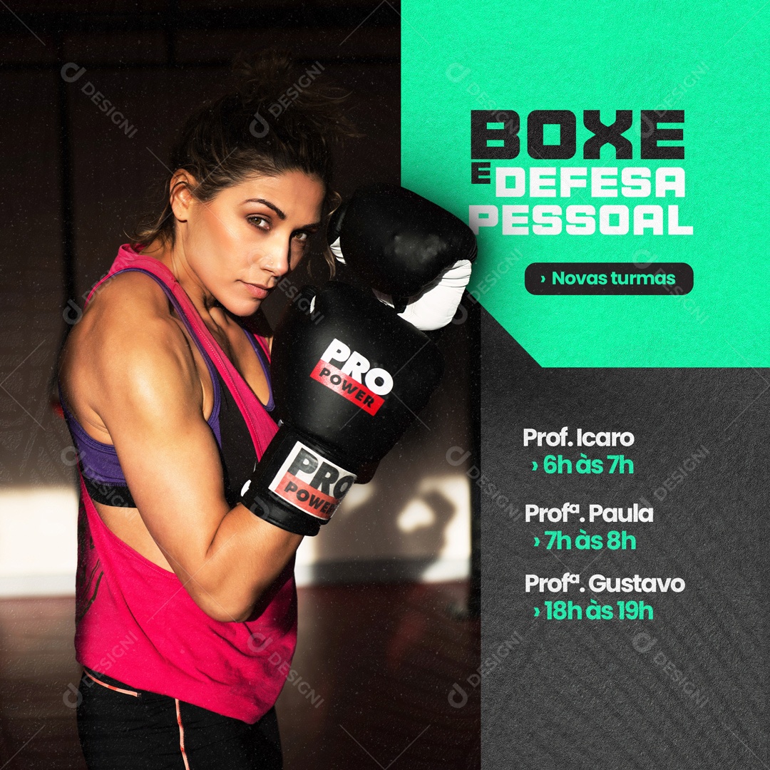 Boxe e defesa Pessoal Academia Social Media PSD Editável