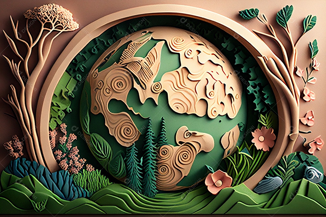 Arte em papel ecologia e dia mundial da água em meio ambiente proteção ambiental gerado por IA