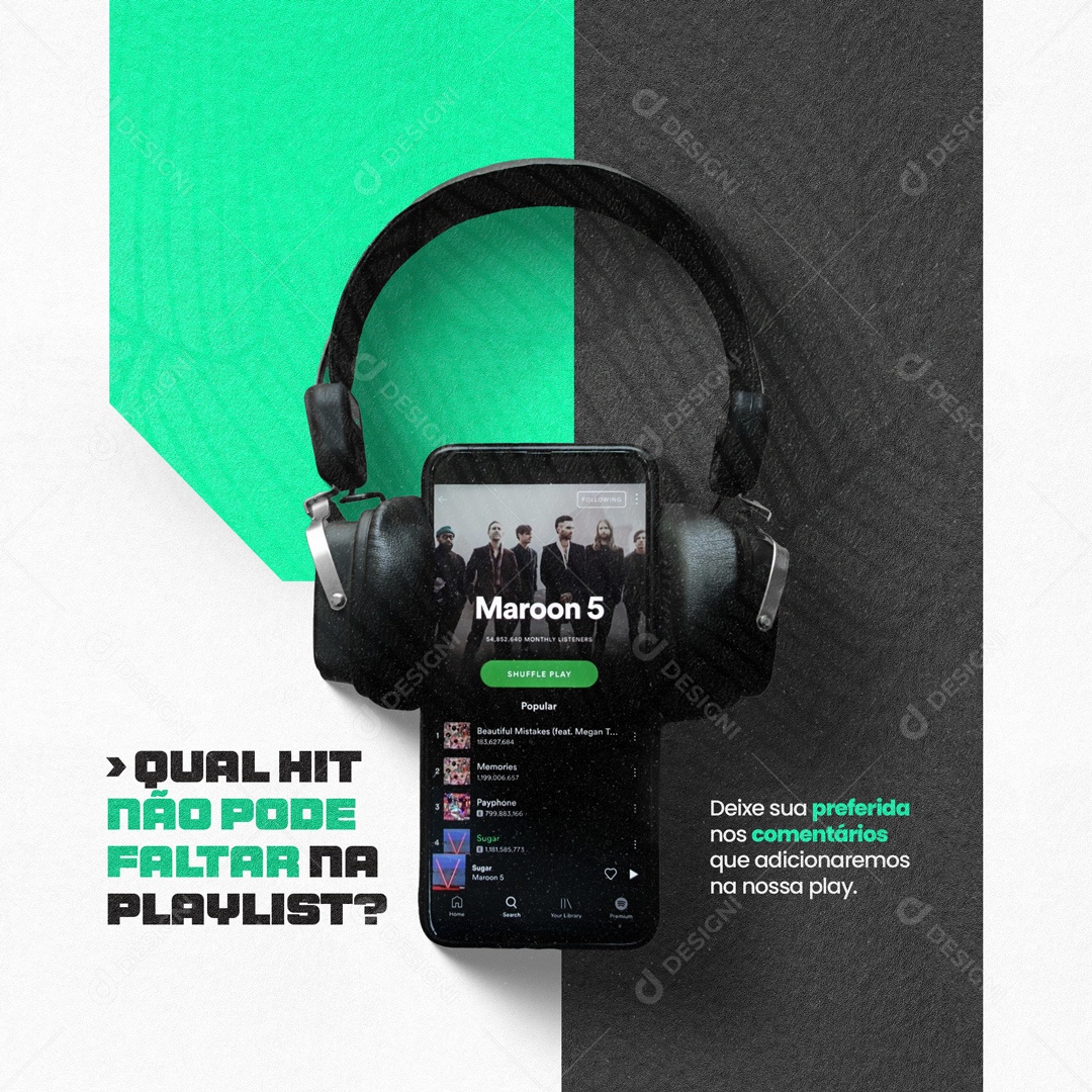 Qual Hit Não Pode Faltar na Playlist? Academia Social Media PSD Editável