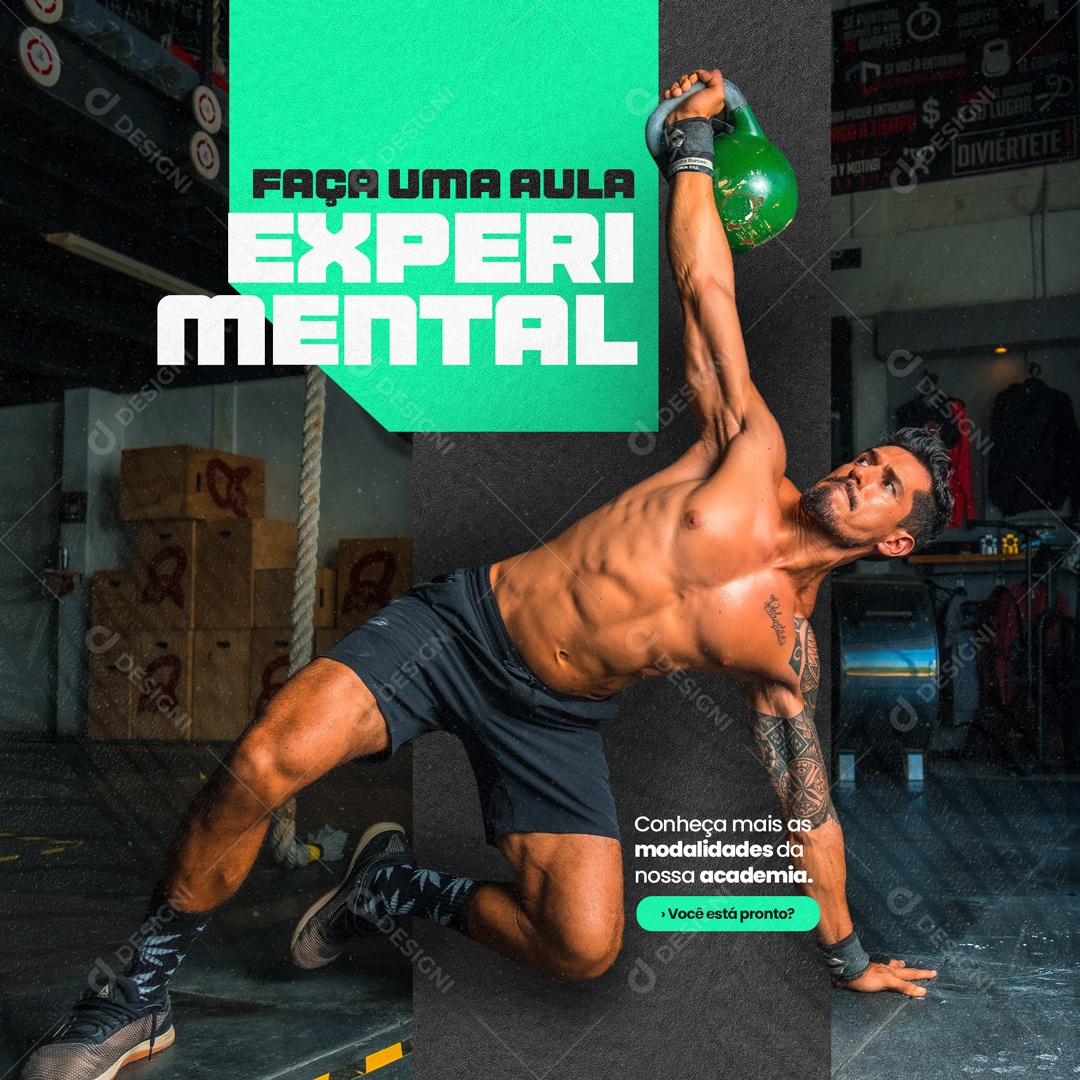 Faça Uma Aula Experimental Academia Social Media PSD Editável
