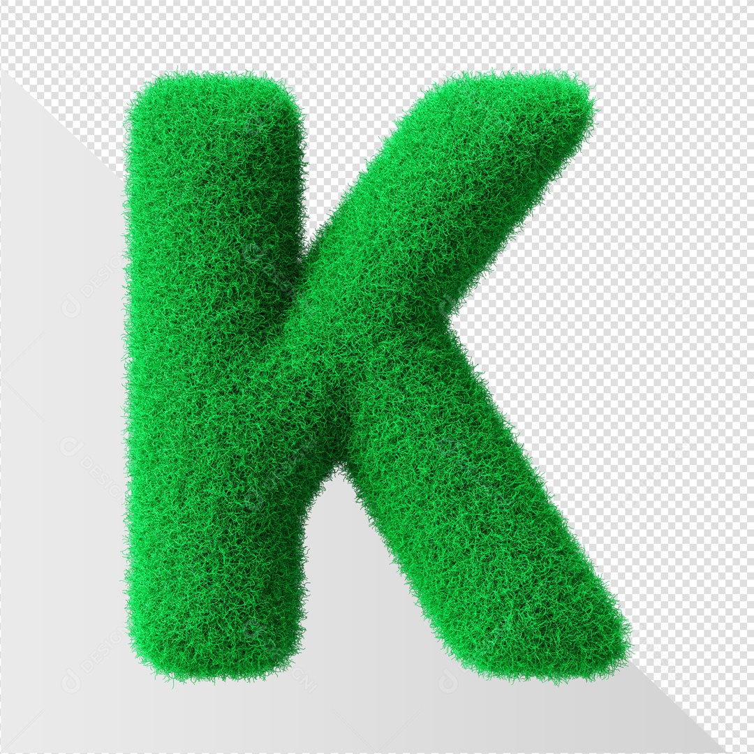 Alfabeto Letra K Verde Elemento 3D Para Composição PSD