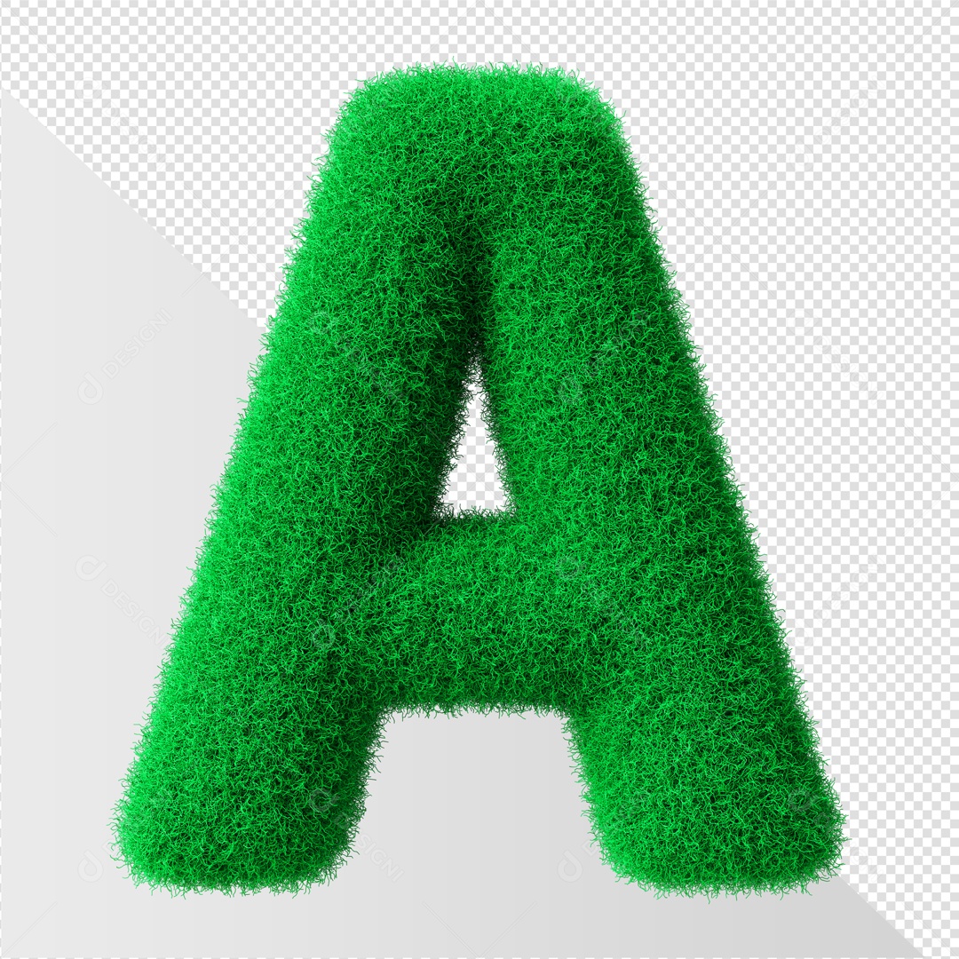 Alfabeto Letra A Verde Elemento 3D Para Composição PSD