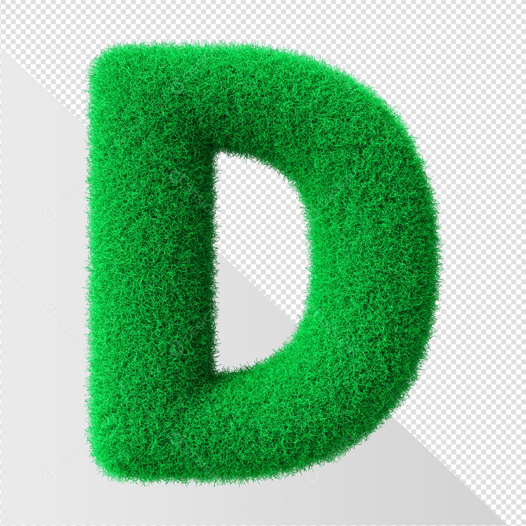 Alfabeto Letra D Verde Elemento 3D Para Composição PSD