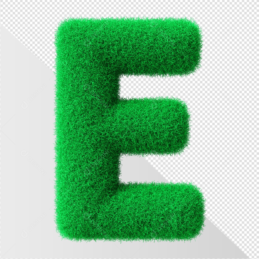 Alfabeto Letra E Verde Elemento 3D Para Composição PSD