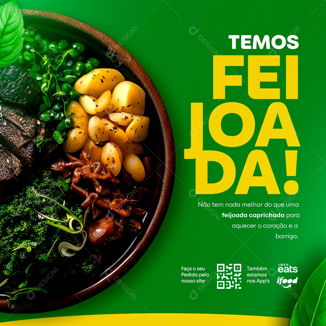 Temos Feijoada Não Tem Nada Melhor Marmitaria Restaurante Social Media PSD Editável