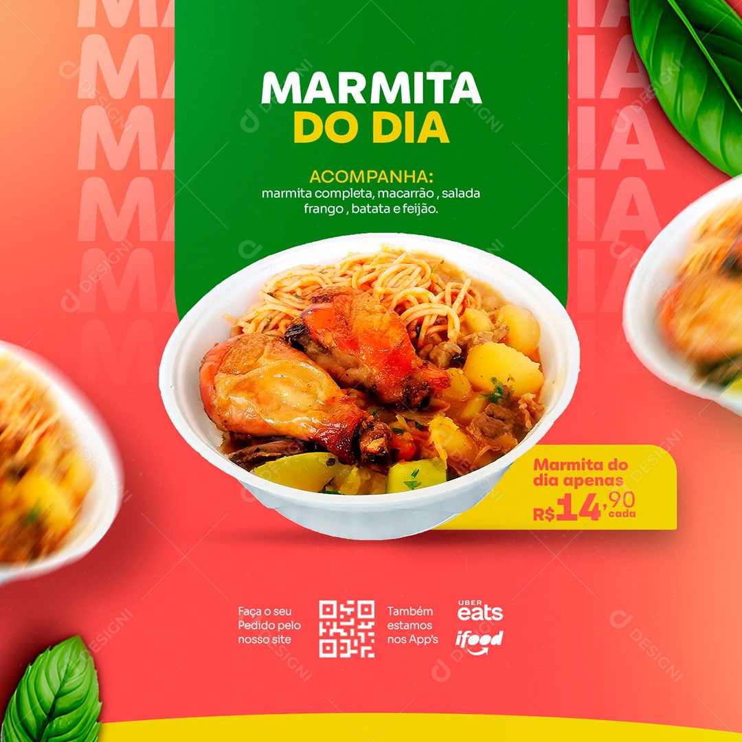 Marmita Do Dia Restaurante Marmitaria Social Media PSD Editável