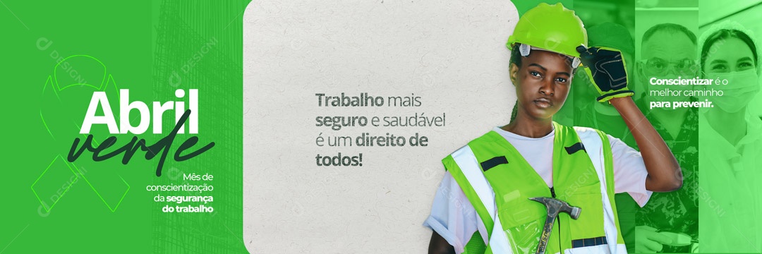 Carrossel Abril Verde, Trabalho Mais Seguro e Saudável é Um Direito de Todos! Social Media PSD Editável