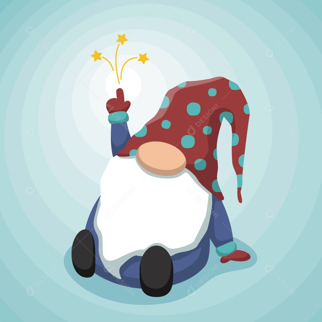 Gnomo bonito dos desenhos animados estrelas cadentes