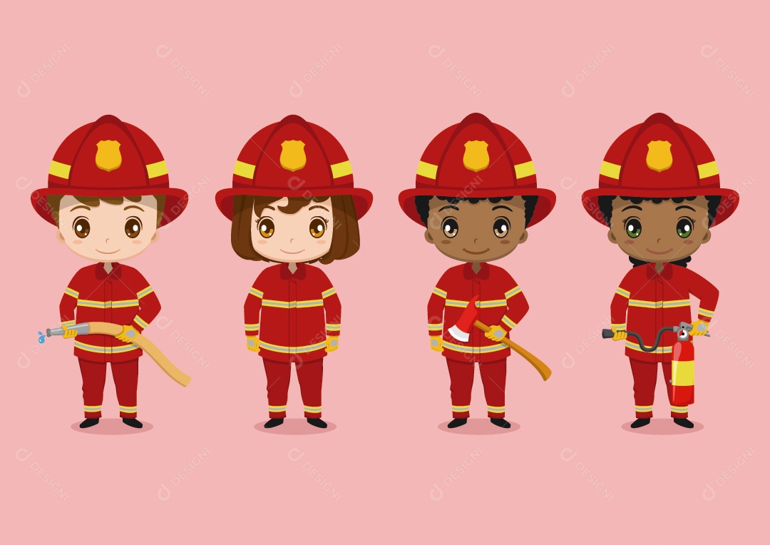 Conjunto de uniformes de bombeiro para crianças bonitas