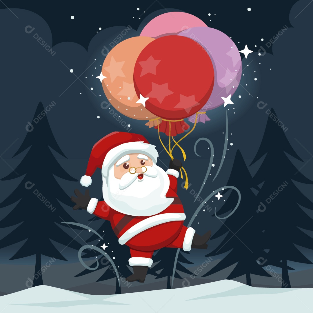 Papai Noel fofo com balão