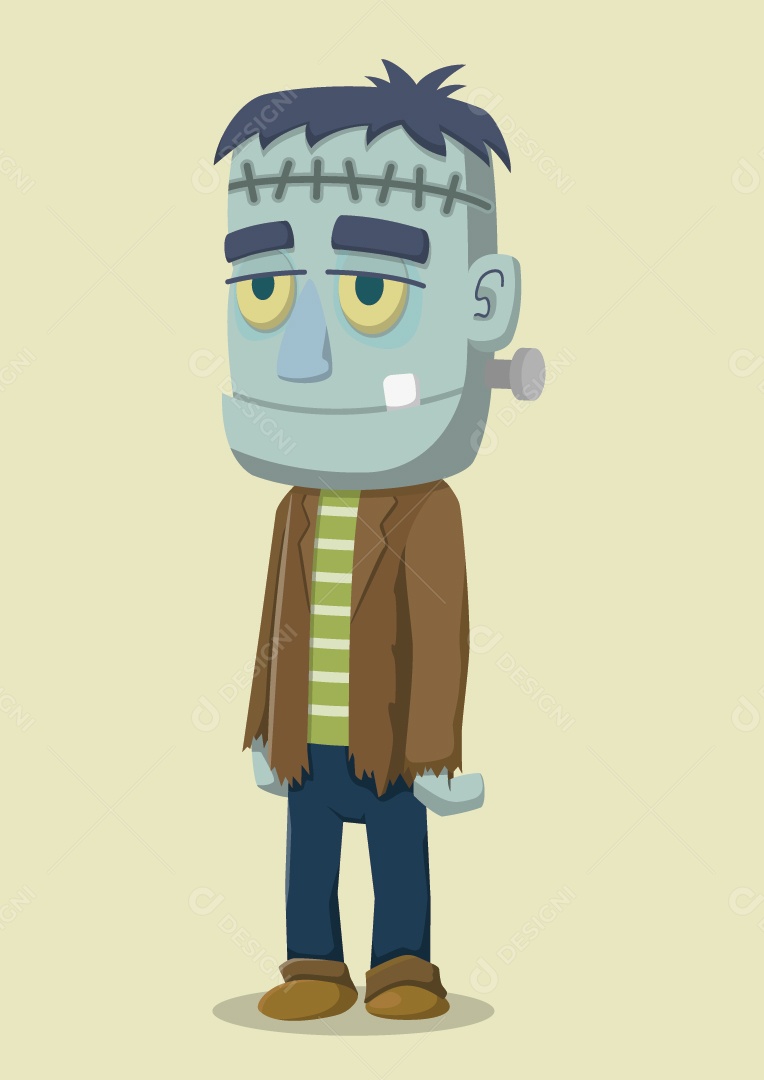 Personagem de desenho animado de cara engraçada Frankenstein