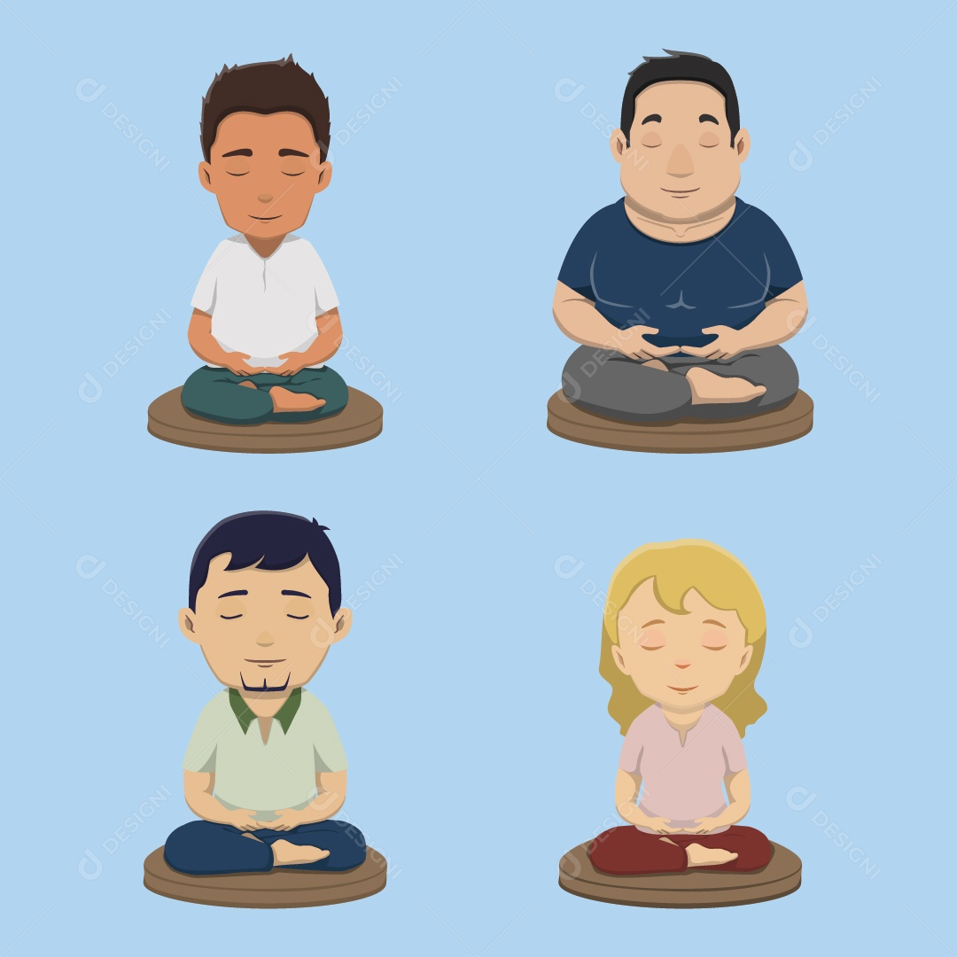 Meditador praticando conjunto de meditação sentado