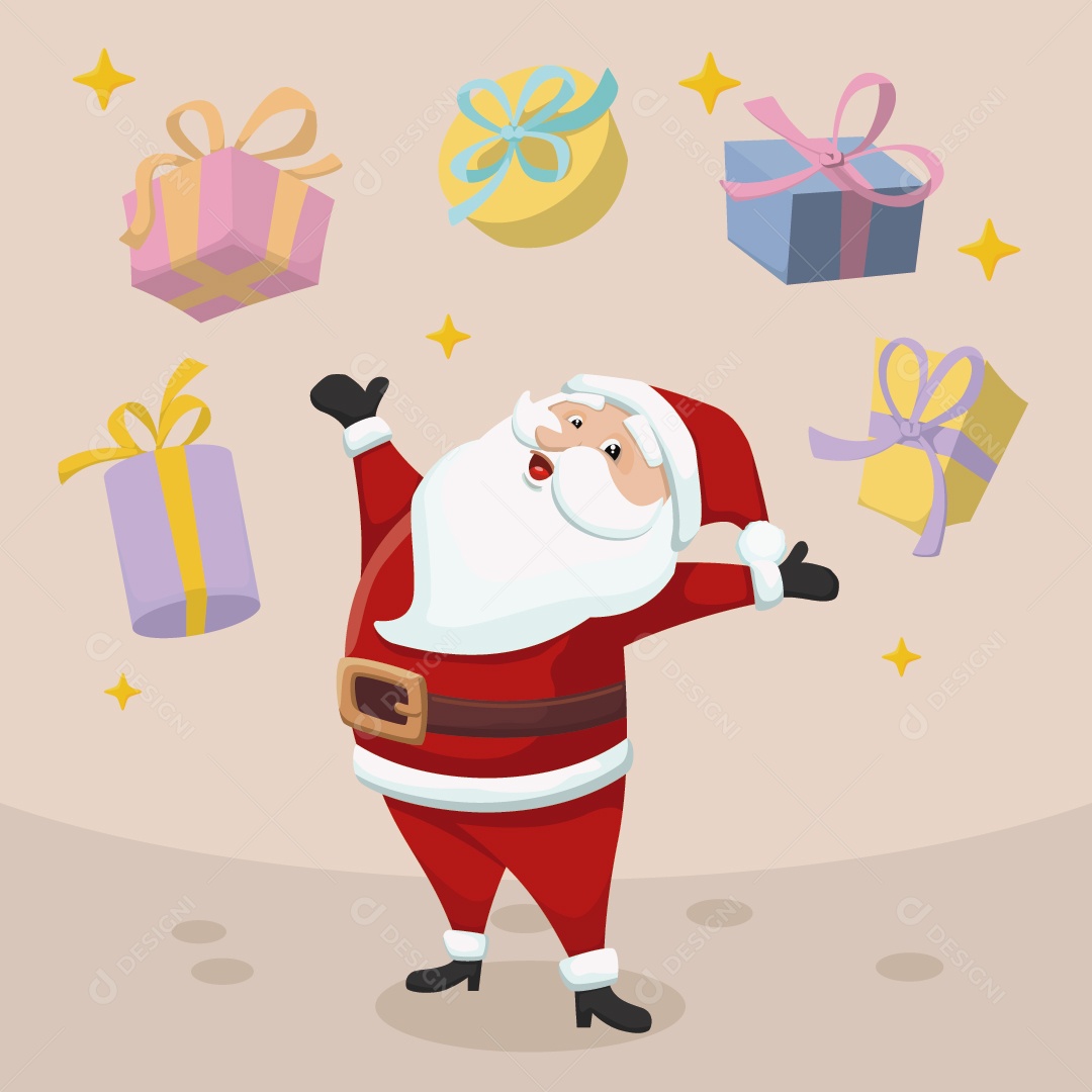 Papai Noel e caixas de presente