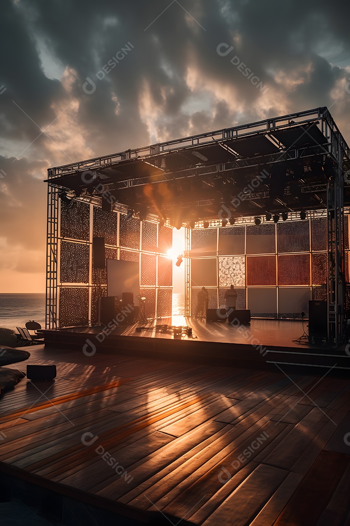 Linda paisagem por do sol com arvores coqueiros