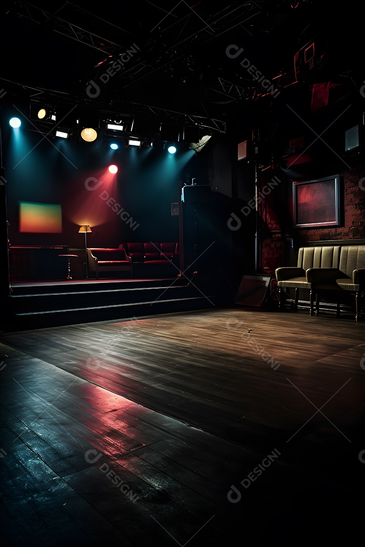 Palco de um show com luzes