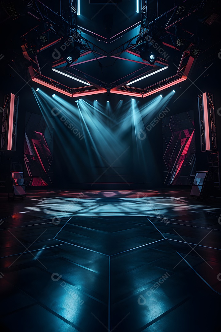 Palco de um show com luzes