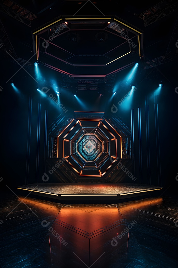 Palco de um show com luzes