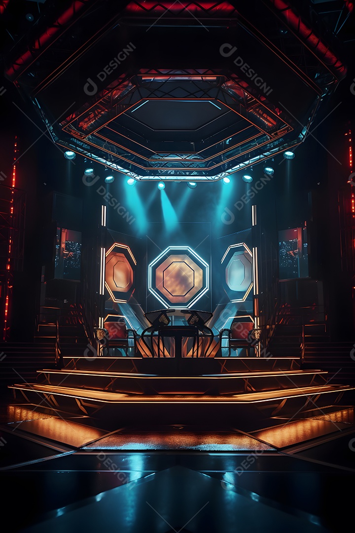 Cenário de palco com refletores