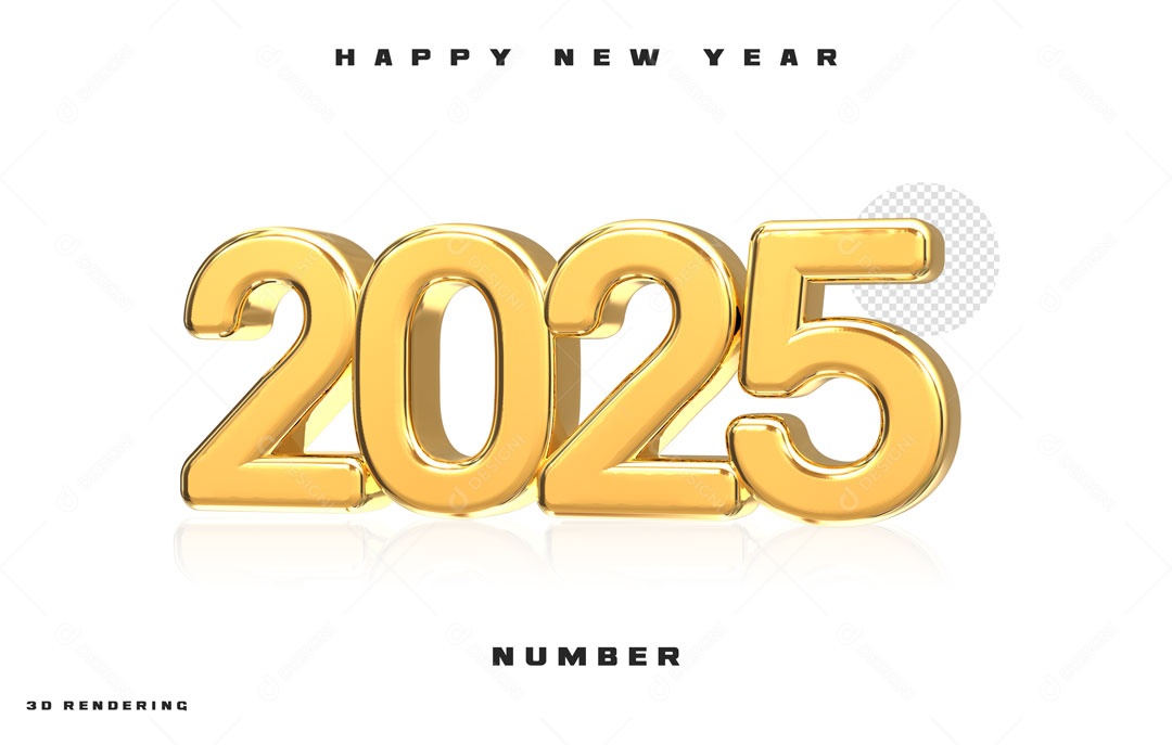 Feliz Ano Novo Numero 2025 Elemento 3D PSD