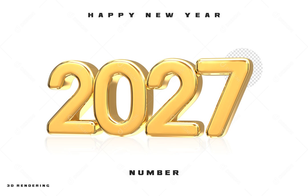 Feliz Ano Novo Numero 2027 Elemento 3D PSD