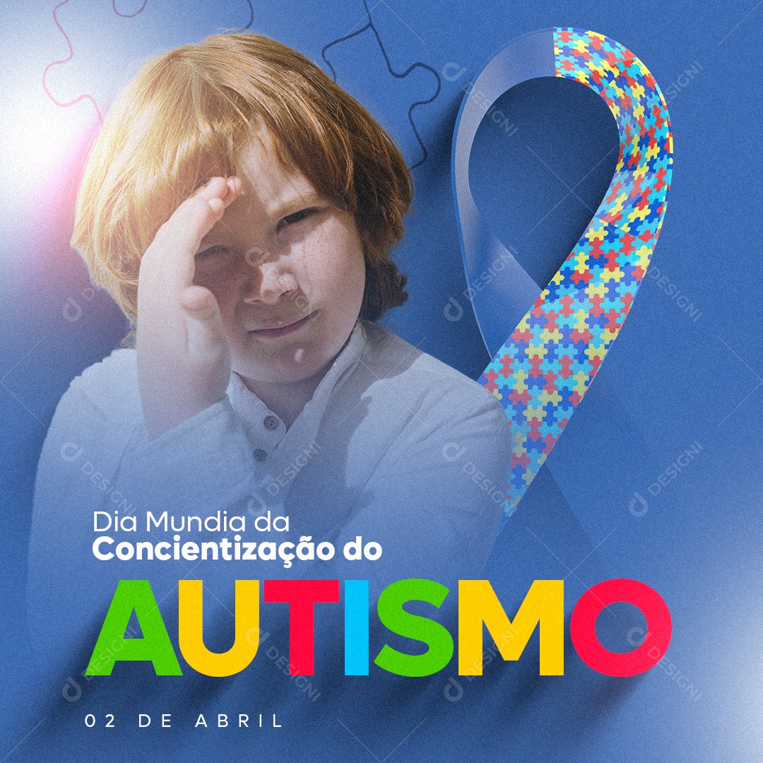 Dia Mundial da Conscientização do Autismo Abril Azul Social Media PSD Editável