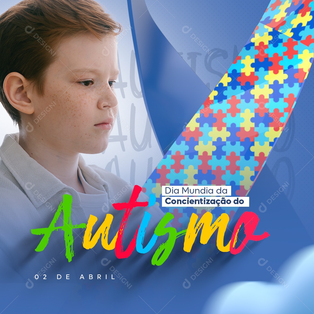 Dia Mundial da Conscientização do Autismo Abril Azul Social Media PSD Editável