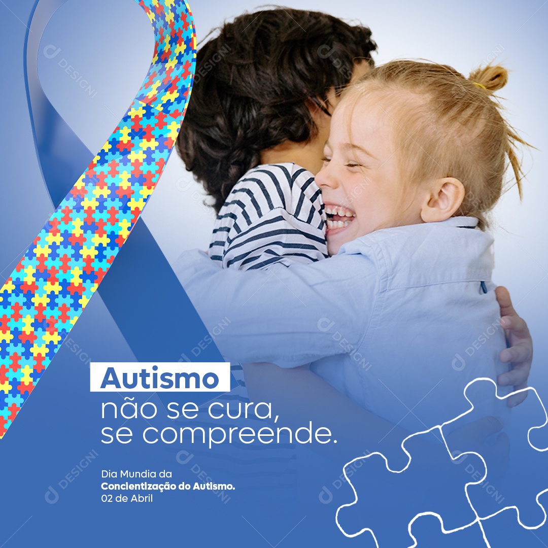 Autismo Não se Cura se Compreende Dia Mundial da Conscientização do Autismo Social Media PSD Editável