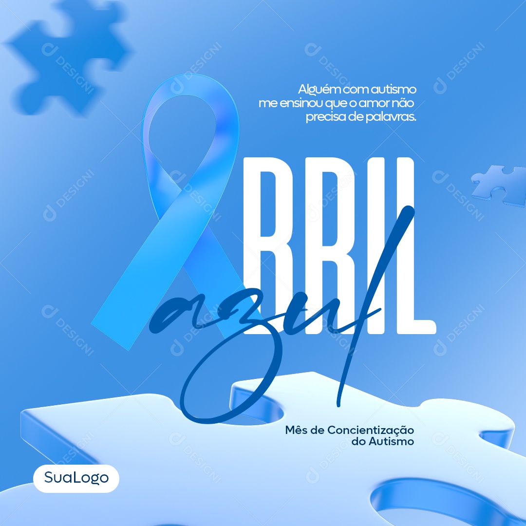Abril Azul, Mês de Conscientização Sobre o Autismo Social Media PSD Editável