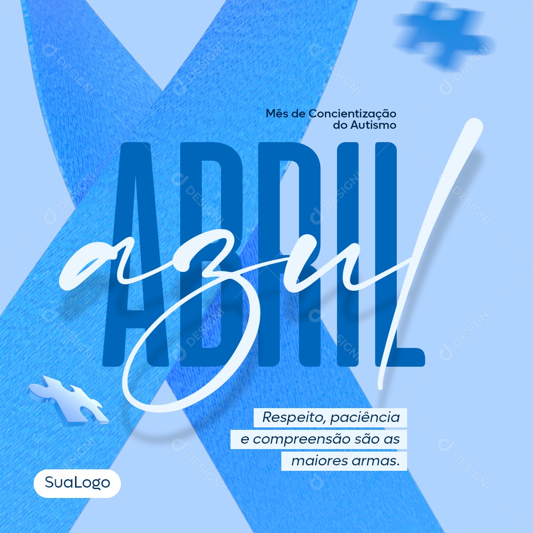 Abril Azul, Mês de Conscientização Sobre o Autismo Social Media PSD Editável