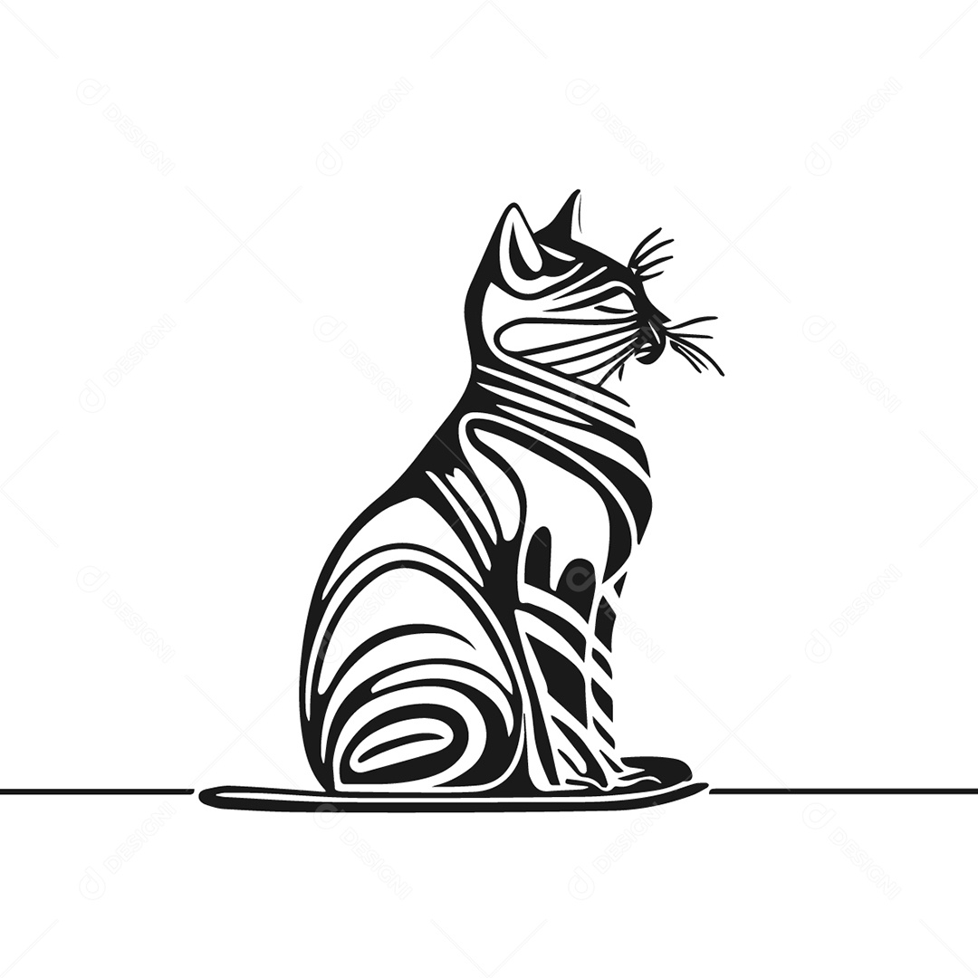 Ilustração Desenho De Gato EPS Editável