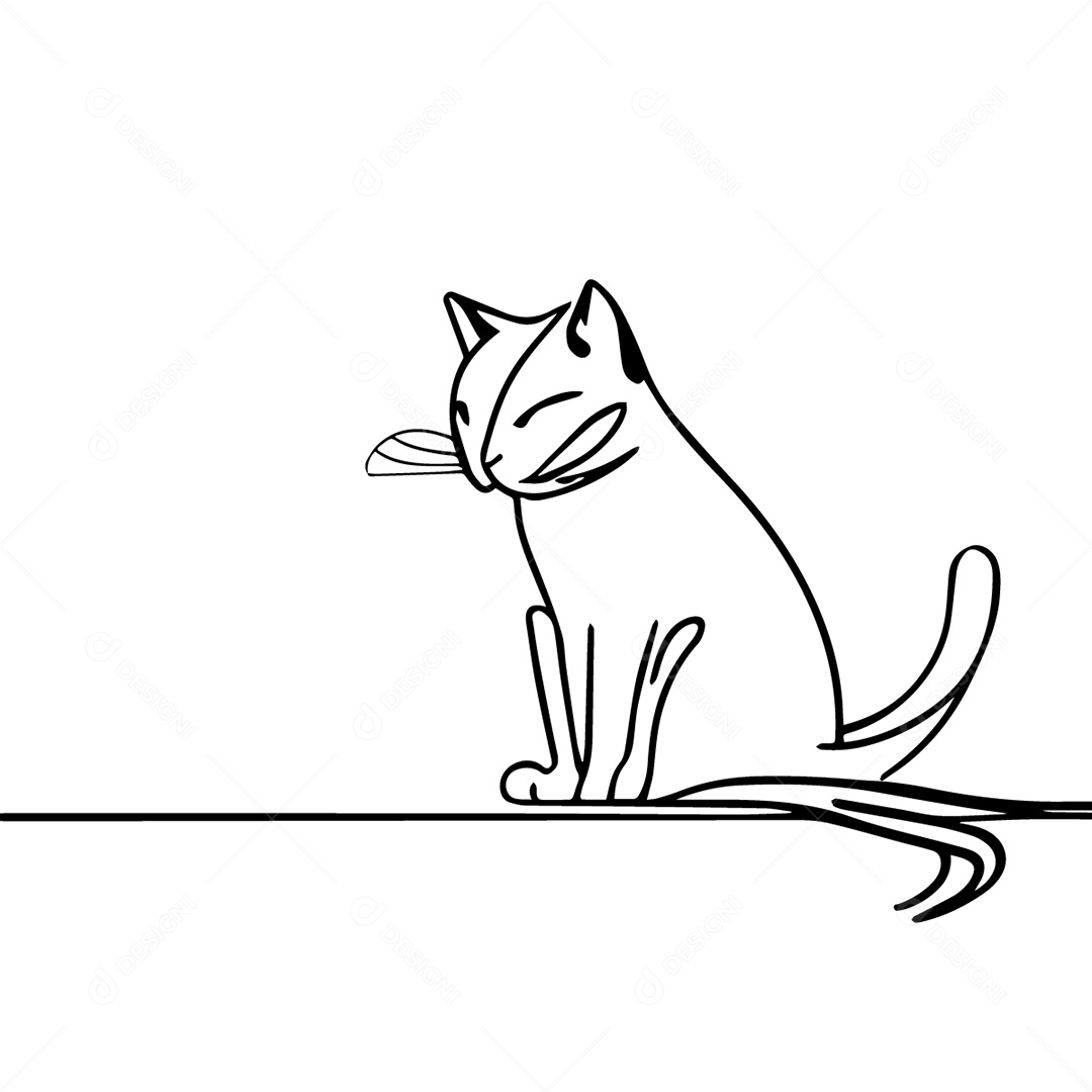 Ilustração Desenho De Gato EPS Editável