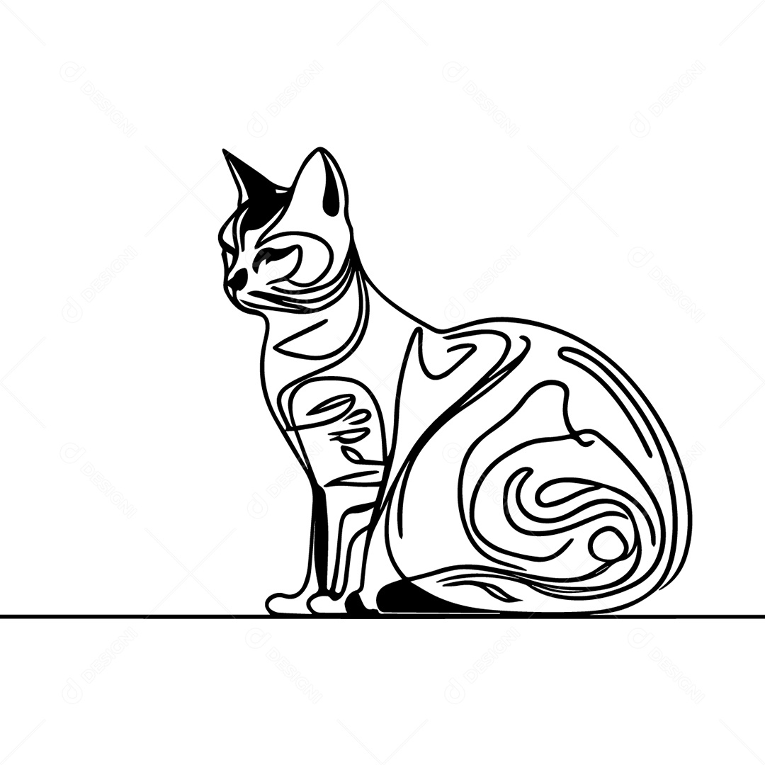 Ilustração Desenho De Gato EPS Editável