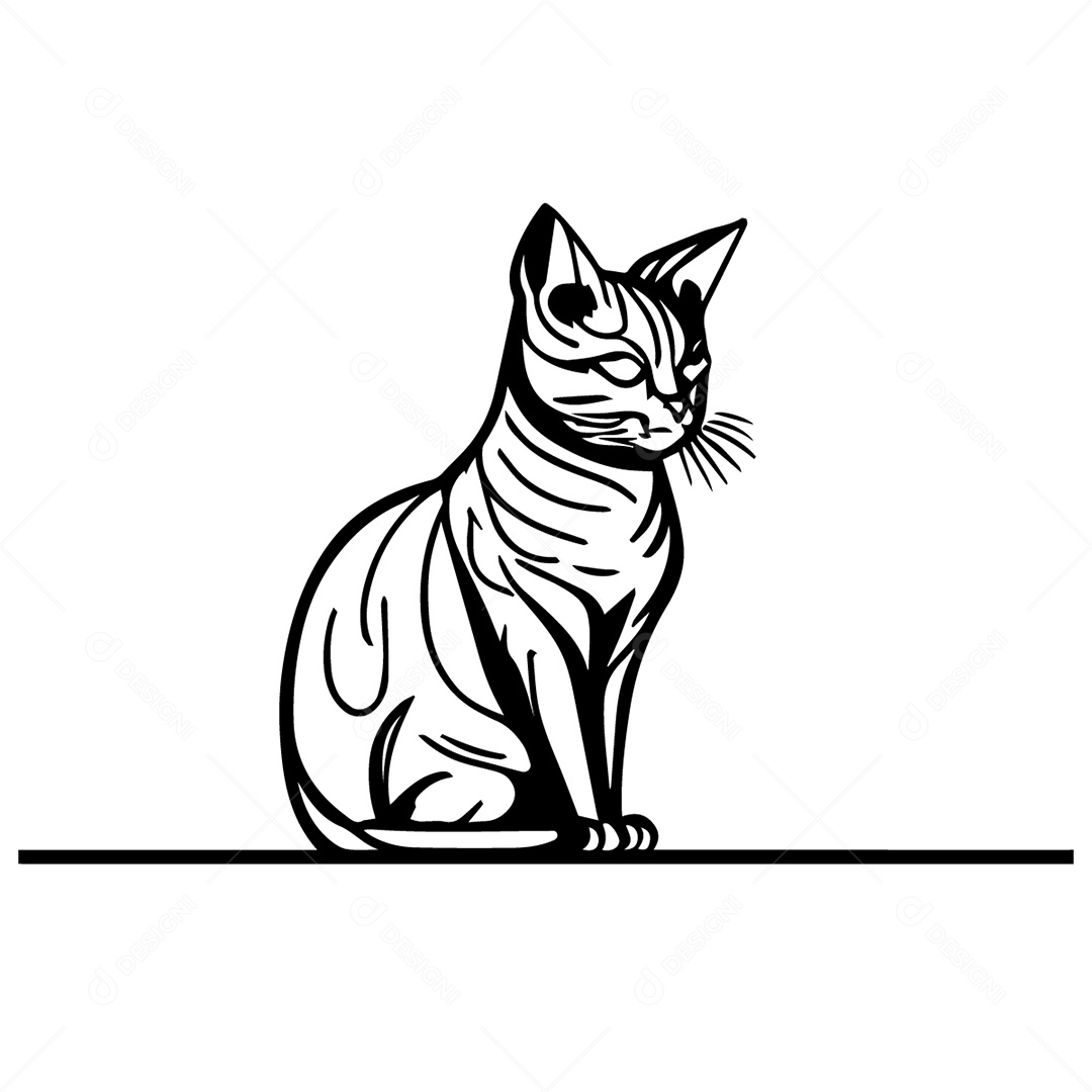 Ilustração Desenho De Gato EPS Editável