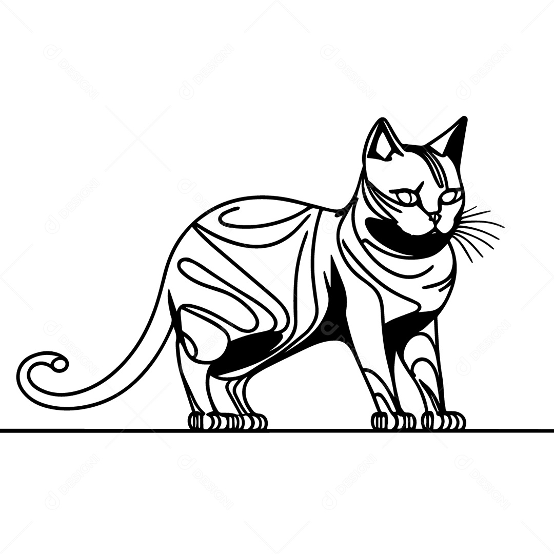 Ilustração Desenho De Gato EPS Editável