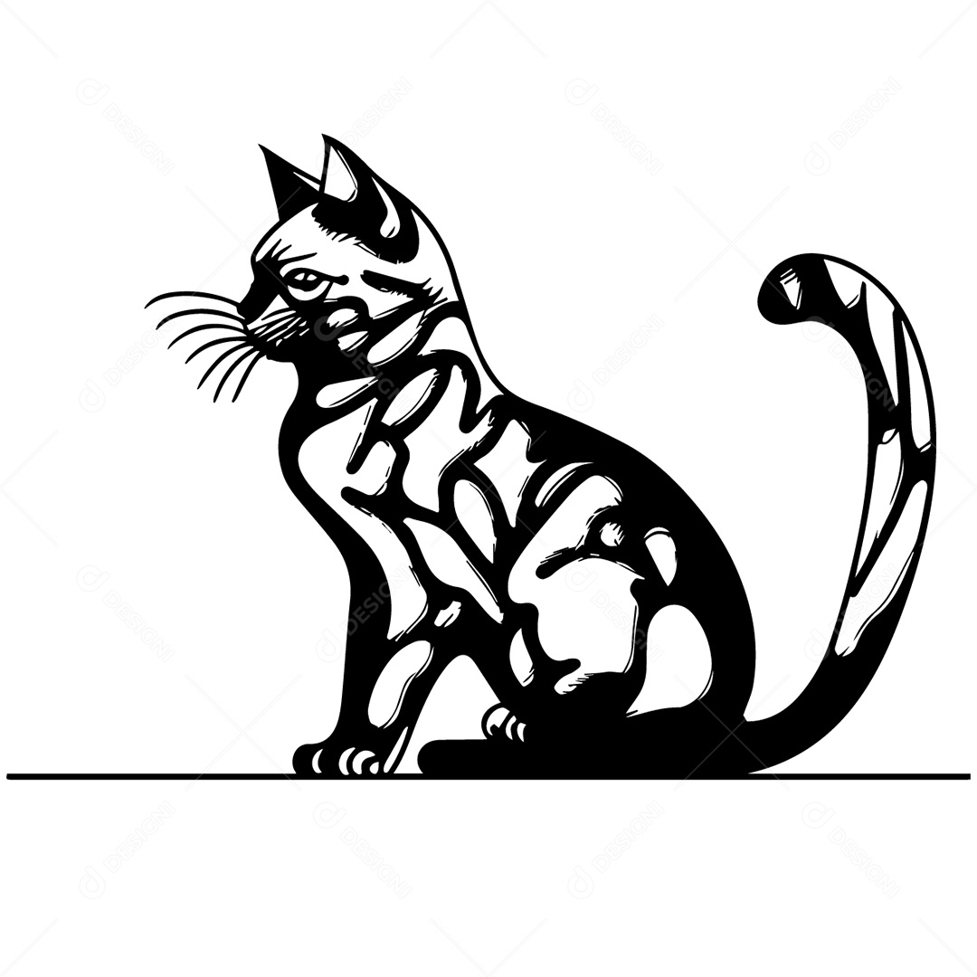 Ilustração Desenho De Gato EPS Editável