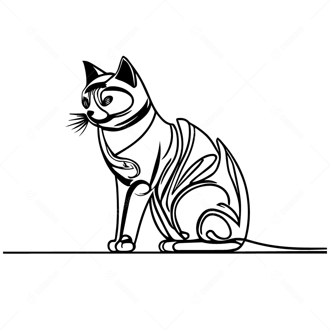 Ilustração Desenho De Gato EPS Editável