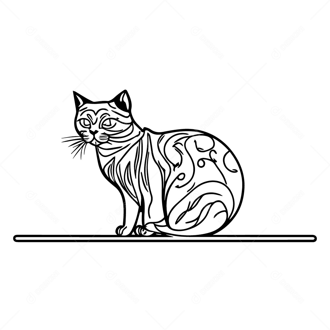 Ilustração Desenho De Gato EPS Editável