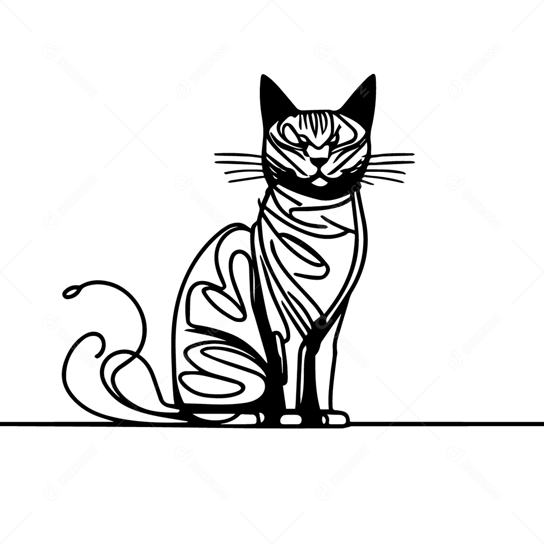 Ilustração Desenho De Gato EPS Editável