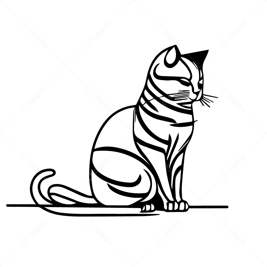 Ilustração Desenho De Gato EPS Editável