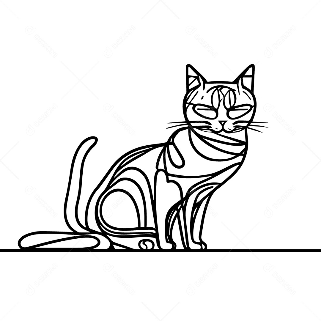 Ilustração Desenho De Gato EPS Editável