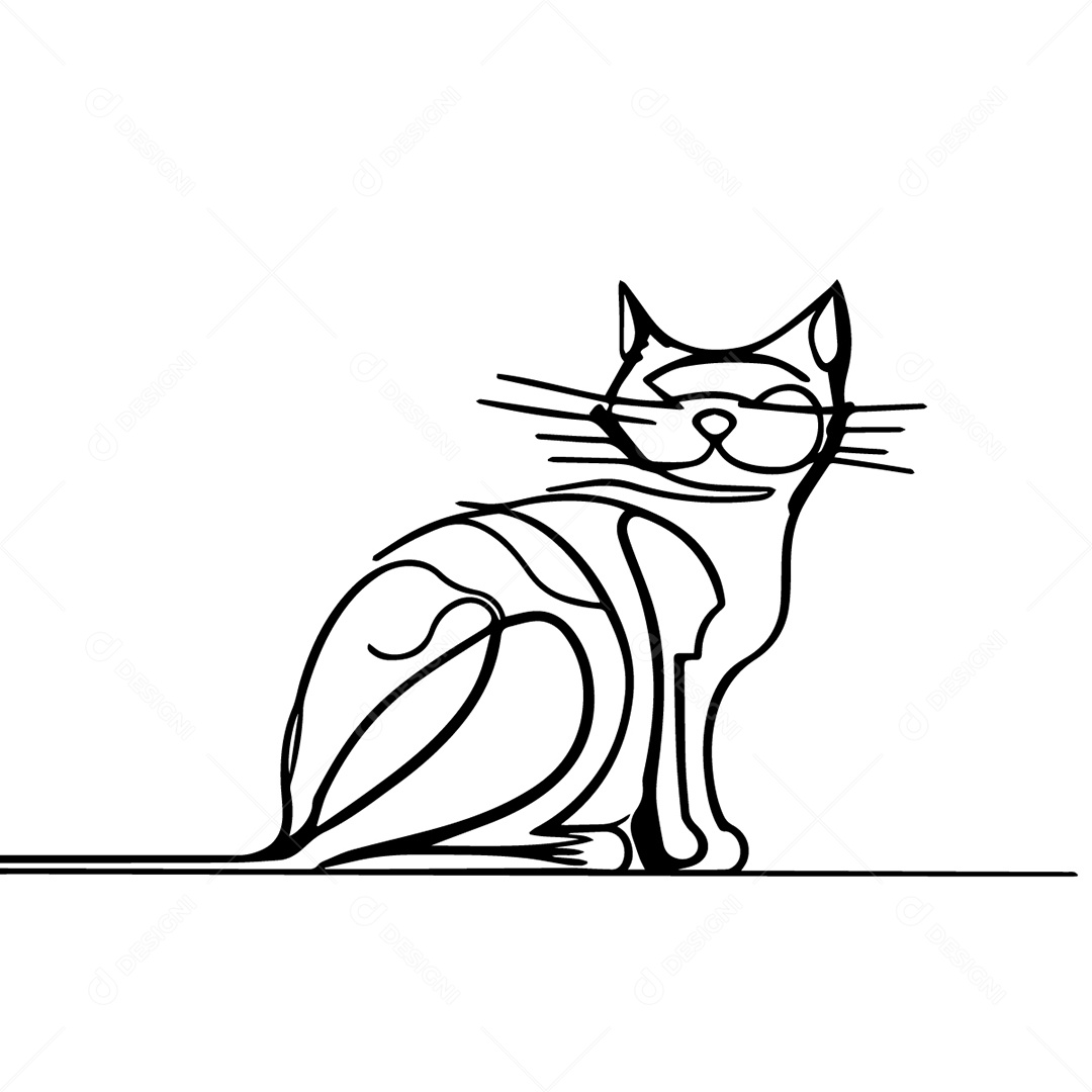 Ilustração Desenho De Gato EPS Editável